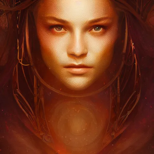 Image similar to Captivating Oracle of Delphi portrait, atmospheric lighting, painted, intricate, volumetric lighting, beautiful, rich deep colors masterpiece, golden hour, sharp focus, ultra detailed, by Leesha Hannigan, Ross Tran, Thierry Doizon, Kai Carpenter,Ignacio Fernández Ríos