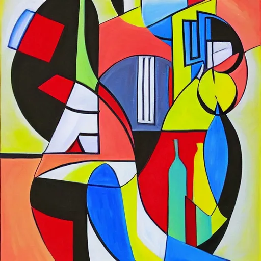 Image similar to serendipity, cubism painting