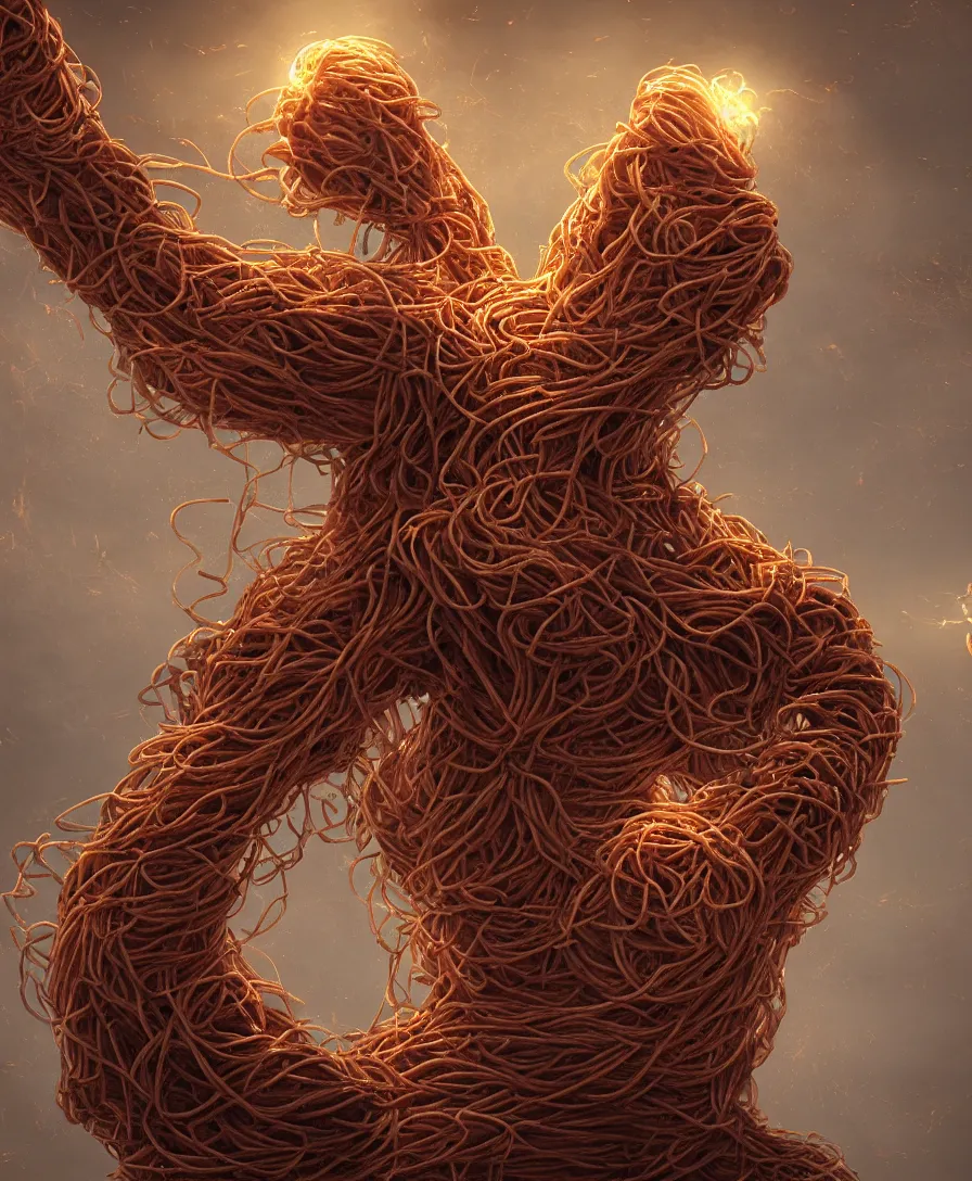 Prompt: spaghetti monster, cinematic lighting, 8k, artstation