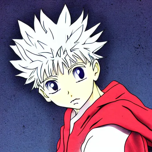 Image similar to a portrait of killua from hunter x hunter, soviet art, anime, revolution, red, digital art