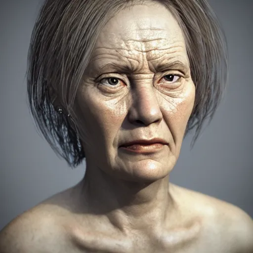 Image similar to ugly woman portrait, photorealistic, octane render