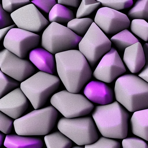 Prompt: 3 d render of fused stylized purple crystals and grey rocks, trending on artstation, 3 d model