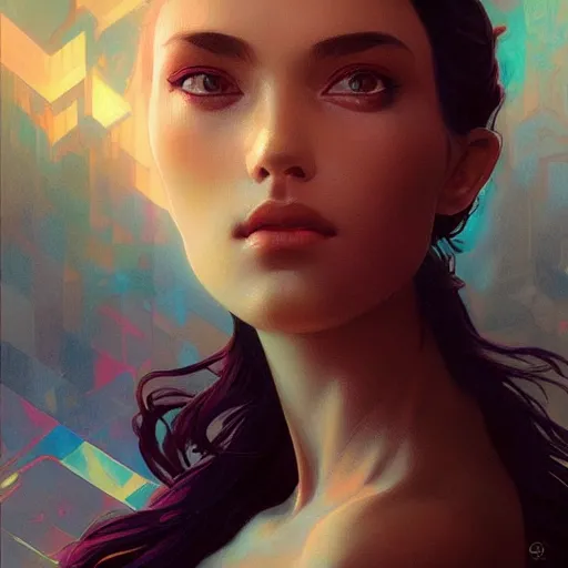 Prompt: surreal beautiful young woman, detailed gorgeous face, sad eyes, vaporwave aesthetic, synthwave , digital painting, artstation, concept art, smooth, sharp focus, illustration, art by artgerm and greg rutkowski and alphonse mucha