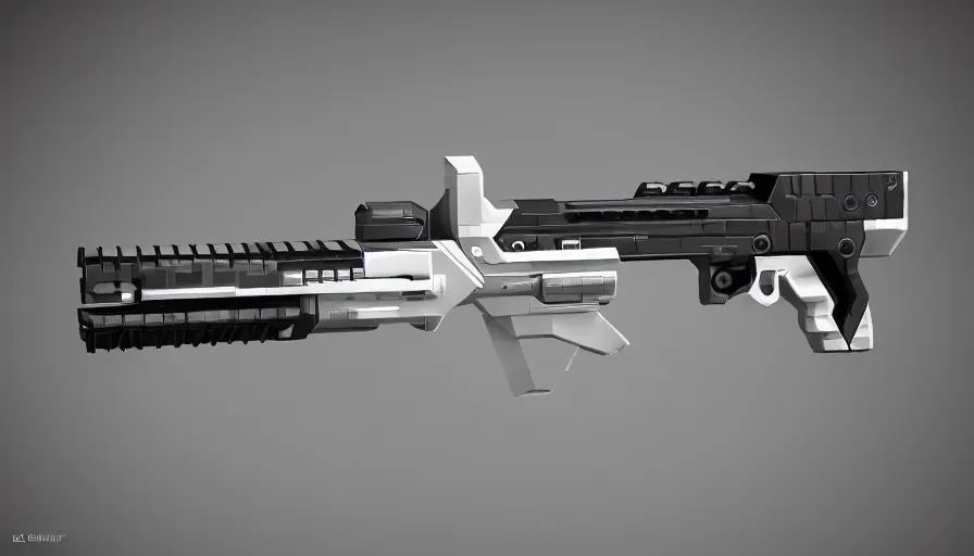 Image similar to extremely detailed ultra realistic side view photo sci fi hyper minimalist magnum pistol coilgun, detailed trigger, chemically propelled, battery, smooth streamline, battery and wires, railgun, chemrail, gauss, elegant sleek smooth body, white paint, smooth utopian design, ultra high quality, octane, cod, destiny, warframe, terminator