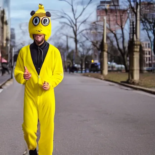 Image similar to man wearing bannana suit