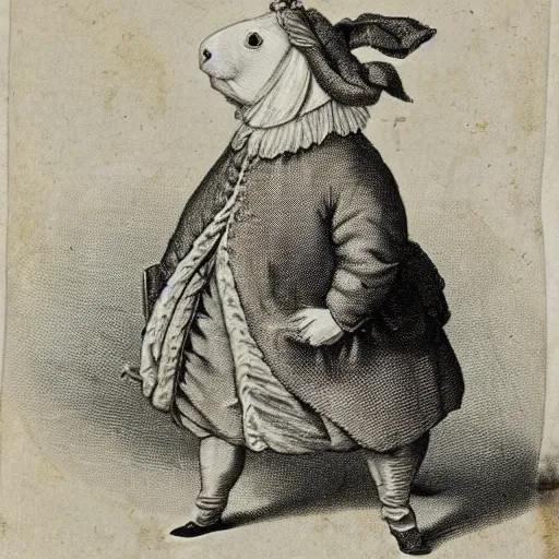 Prompt: a 1 7 0 0 s portrait of a guinea pig dressed as a 1 7 0 0 s officer