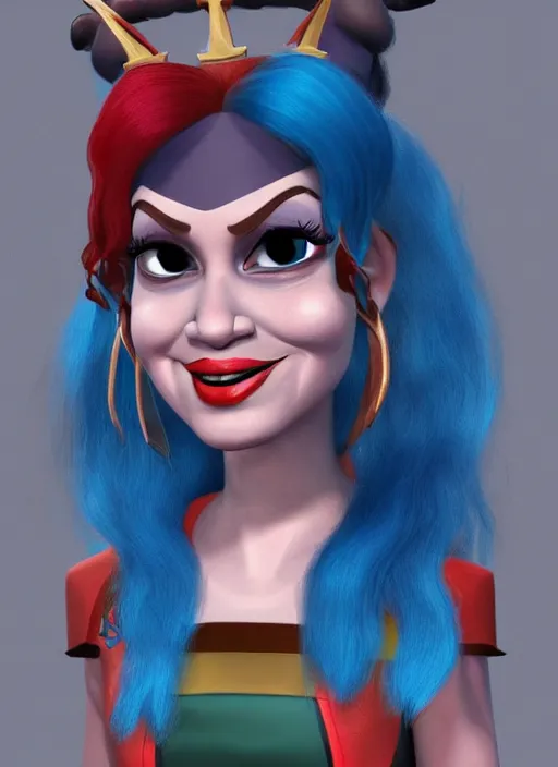 Prompt: harley queen as a man king in pixar style, smooth render, high - quality