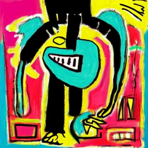 Prompt: Hatsune miku by Jean-Michel Basquiat