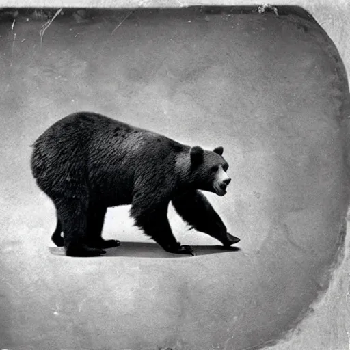 Prompt: the earliest known photograph of the bear helping hand, Colorado 1929