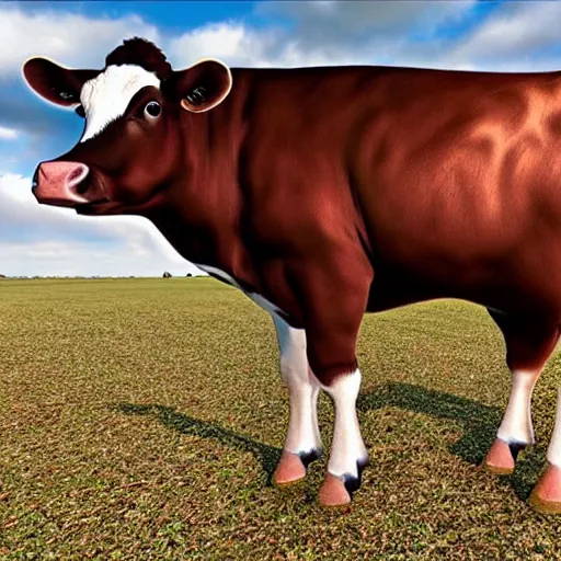 Image similar to a highly detailed ultra realistic photograph of a cow that is an airplane pilot