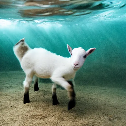 Image similar to underwater shot of a baby goat