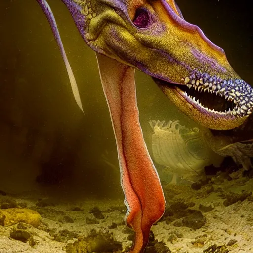 Image similar to a dinosaur - squid, wildlife photography