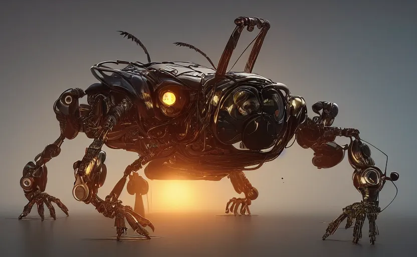 Image similar to insect robot, hyperdetailed, artstation, cgsociety, golden hour 8 k