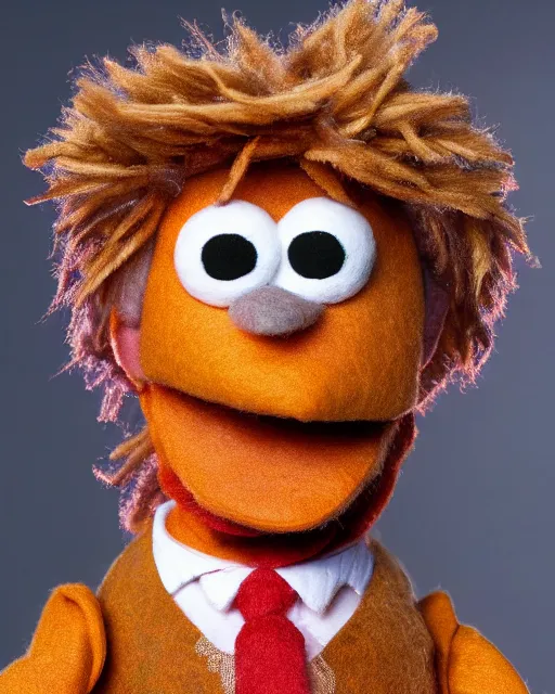 Image similar to triple h as a muppet. highly detailed felt. hyper real photo. 4 k.