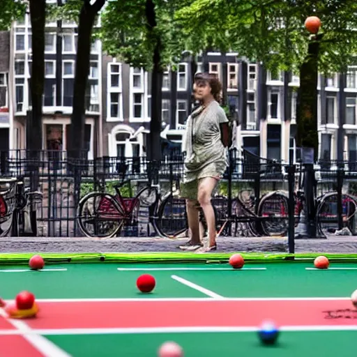 Image similar to playing petanque next to prinsengracht, intricate detail, beautiful aesthetic, photorealistic, cinematic composition, volumetric lighting 8 k