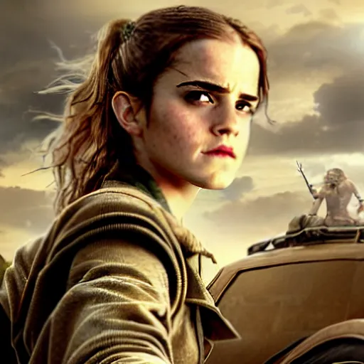 Image similar to emma watson as hermione granger in mad max fury road