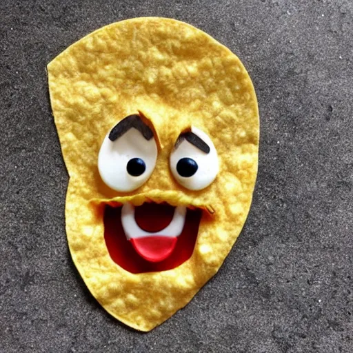 Image similar to tortilla chip that looks just like scooby doo