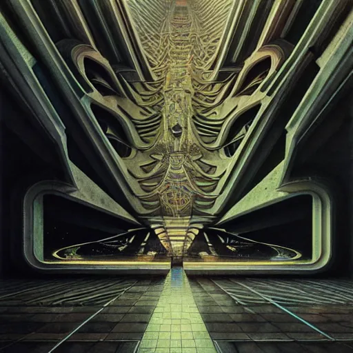 Image similar to extremely psychedelic beautiful brutalist architecture infected by night. intricate, elegant, highly detailed, extremely lifelike photorealistic digital painting, artstation. steichen, gaston bussiere, tom bagshaw, brutalist cyberpunk alphonse mucha. elegant minimalism. anatomically correct. sharp focus. white. surreal lush cosmic hallucination