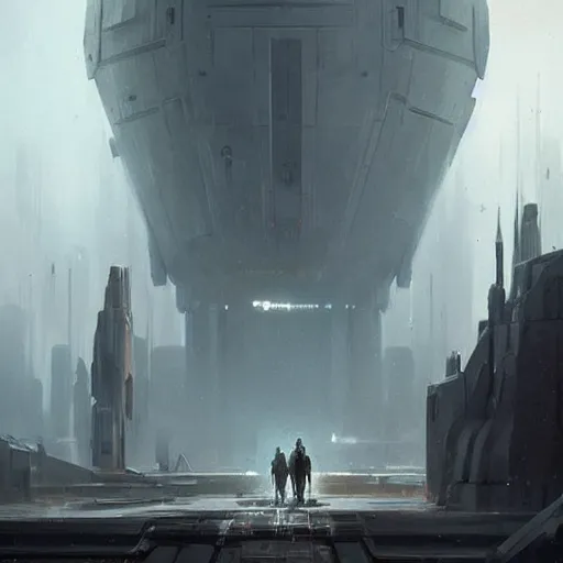 Prompt: star wars concept art by greg rutkowski, a post - modern city near to a big lake and a boreal forest, sharp foccus, cinematic ilumination, nostalgic atmosphere.