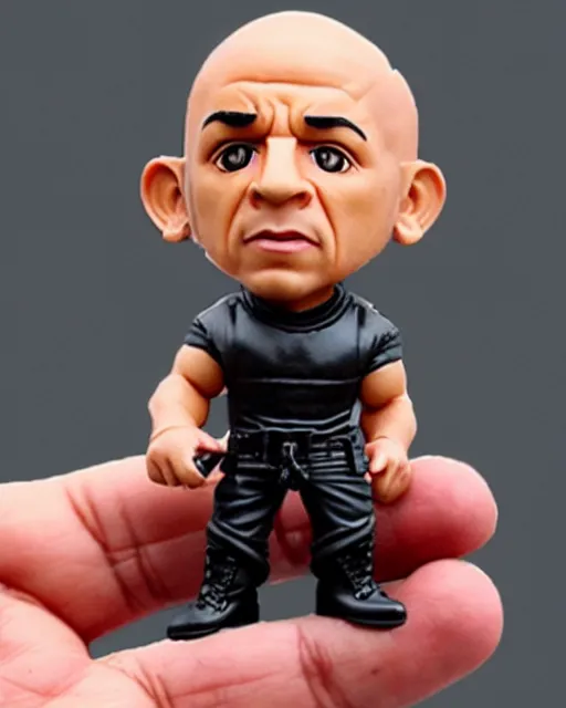 Image similar to a cute little plastic chibi statuette of vin diesel, ebay listing, product picture, advertisement, thumbnail