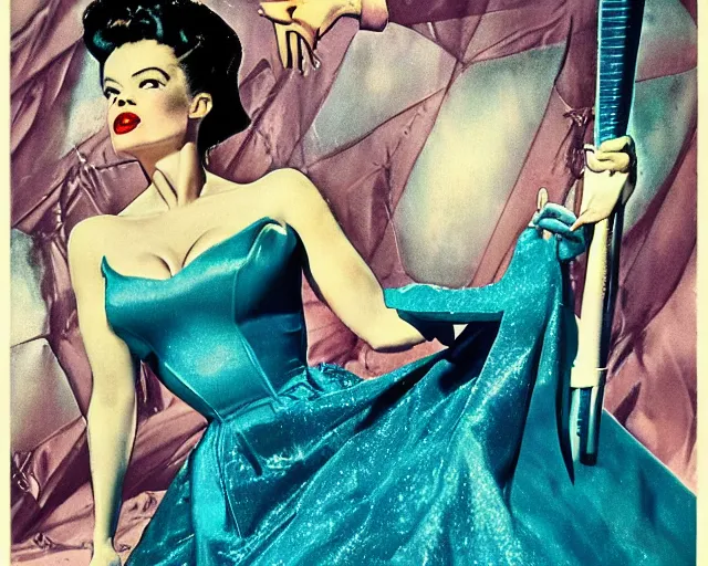 Image similar to 1 9 5 0 s pin up photo of the bride of frankenstein, full body, campy color scheme, realistic, center, smooth, golden ratio, detailed, gil elvgren, earl moran, joyce ballantyne
