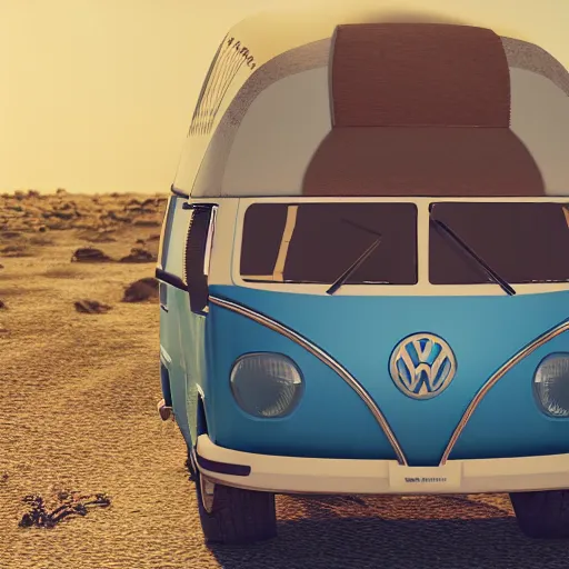 Image similar to a man wearing a hawaiian shirt standing by a volkswagen camper on a desert highway, digital painting, masterpiece, digital art, concept art, octane render, unreal engine 5, trending on deviantart, highly detailed, high quality, 4 k, realistic and detailed face, cinematic, high coherence, soft lighting, path traced, elegant, long black hair, cowboy hat,