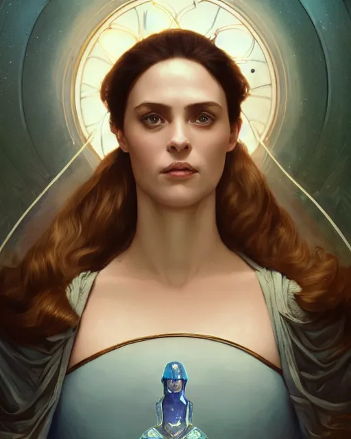 Image similar to portrait of saint alia atreides of the knife, big blue fully blue eyes, science fiction, frank herbert, intricate, elegant, highly detailed, digital painting, artstation, concept art, sharp focus, illustration, art by artgerm and greg rutkowski and alphonse mucha