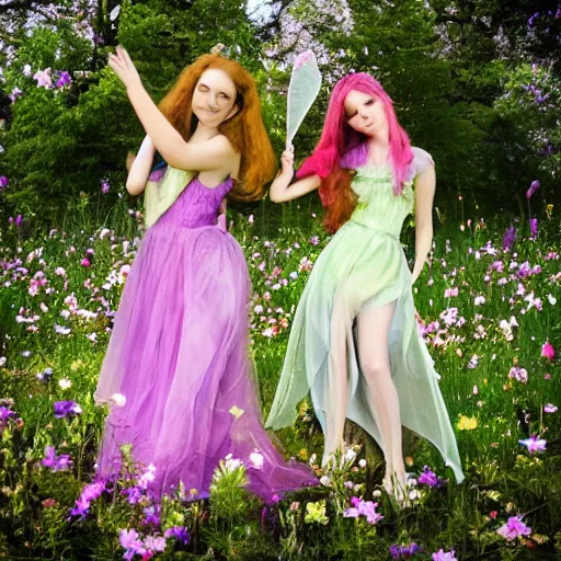 Image similar to photo of beautiful fairies in a heavenly meadow