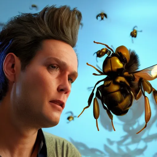 Prompt: hyperrealistic dslr film still of ace ventura pet detective stung by millions of bees, stunning 8 k octane comprehensive 3 d render, inspired by istvan sandorfi & greg rutkowski & unreal engine, perfect symmetry, dim volumetric cinematic lighting, extremely hyper - detailed, extremely lifelike attributes & lifelike texture, intricate, masterpiece, artstation, stunning