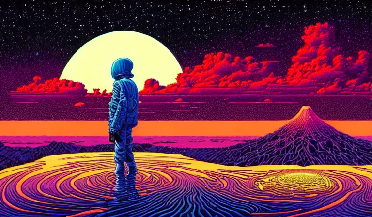 Image similar to an expansive rendering of beautiful nothingness by dan mumford, by jim fitzpatrick, by joe wilson, by jim burns, by victo ngai, by jacek yerka, featured on deviant art, trending on artstation