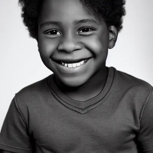 Image similar to photo of a black boy smiling, studio portrait