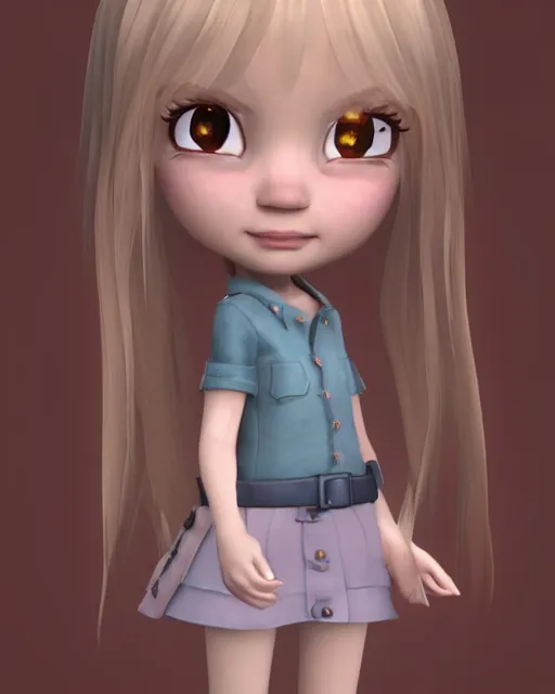 Image similar to katelynn mini cute style, highly detailed, rendered, ray - tracing, cgi animated, 3 d demo reel avatar, style of maple story