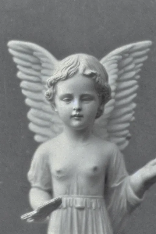 Image similar to old realistic photo of an angel, photograph, early 1 9 0 0's, black and whitehighly detailed, matte, sharp focus, smooth, sharp focus, illustration