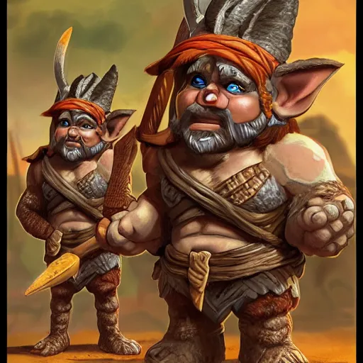 Prompt: barbarian gnomes in babylon, highly detailed, trending on artstation