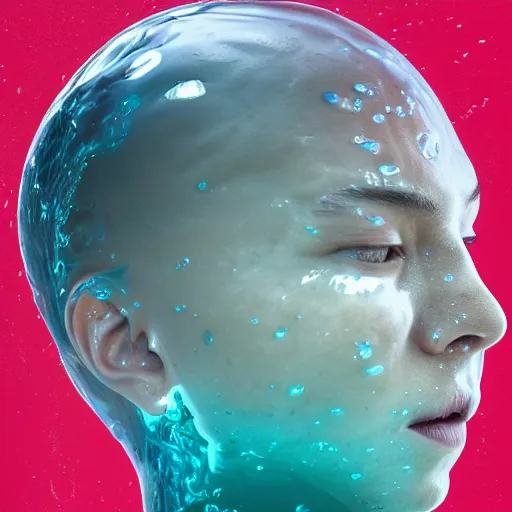 Image similar to water in the shape of a human head on the ocean, water manipulation photoshop, behance, ray tracing, cinematic, in the style of johnson tsang, long shot, hyper detailed, hyper realistic, 8 k resolution, sharp focus, realistic water, award winning
