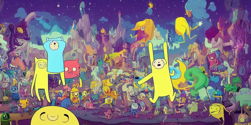 Image similar to Adventure Time dark world, 4k detailed, 8k, very very well detailed image