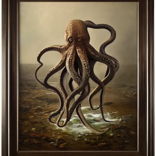 Image similar to an octopus leaving the nest to fly for the first time, oil on canvas, portrait, intricate, 8k highly professionally detailed, HDR, CGsociety