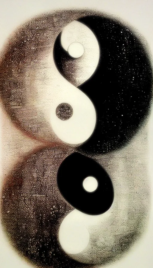 Image similar to Abstract representation of ying Yang concept, by Luis Royo,