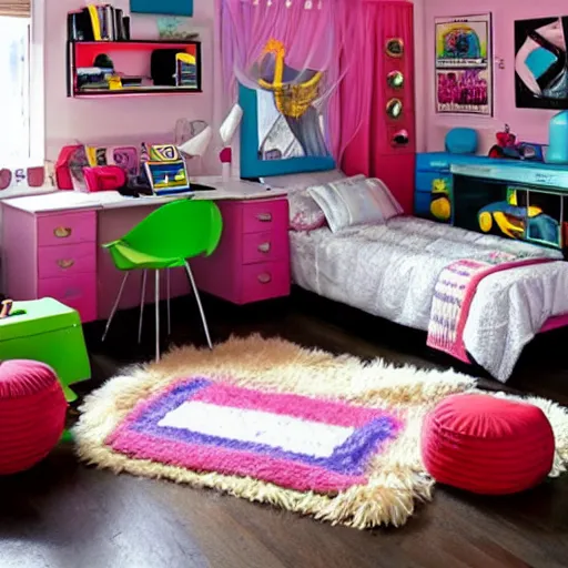 90s style kids bedroom. | Stable Diffusion