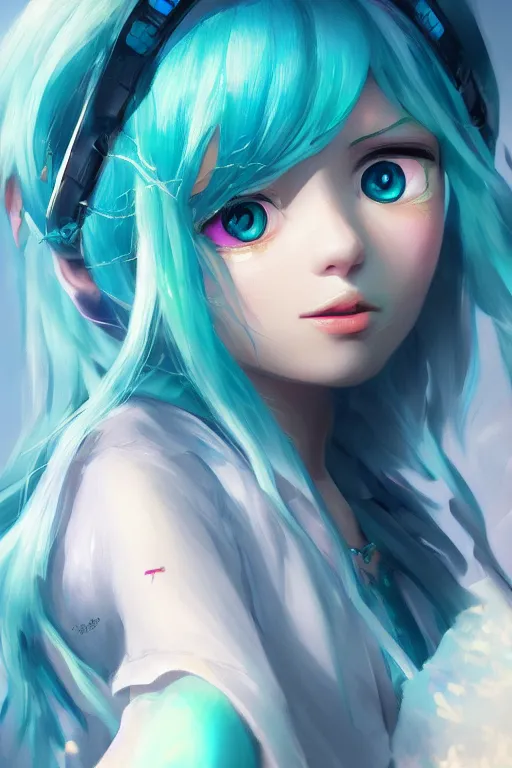 Prompt: beautiful, miku, digital painting, portrait , cinematic lighting, highly detailed, concept art, Atmosphere, illustration, smooth, sharp focus, editor's pickup, trending on artstation, trending on deviantart