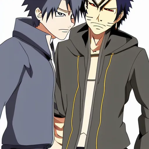 Image similar to sam and dean winchester in naruto shippuden, anime scene