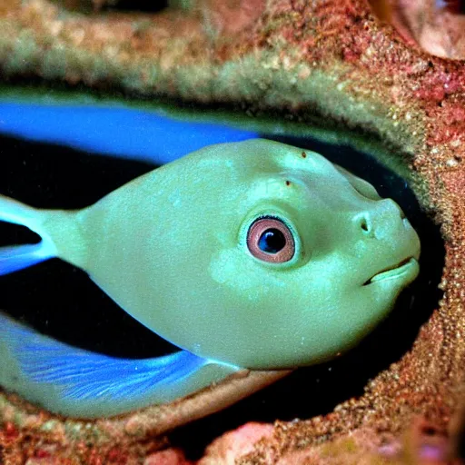 Image similar to gollum - faced fish