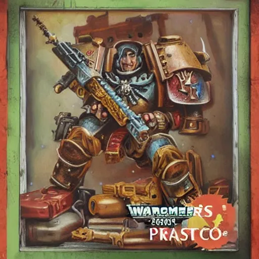 Prompt: Warhammer 40k Fred Rodgers, fresco