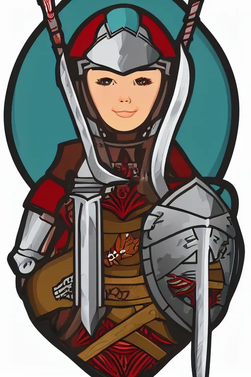 Image similar to Portrait of a lian in a medieval armor, knight, medieval, sticker, colorful, illustration, highly detailed, simple, smooth and clean vector curves, no jagged lines, vector art, smooth