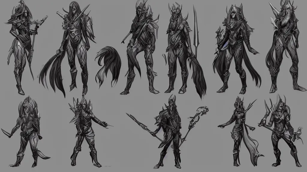 Prompt: a fantasy centaur warlock character design sheet, trending on artstation