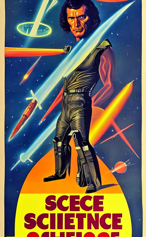 Prompt: 1 9 7 0 s science fiction movie poster art