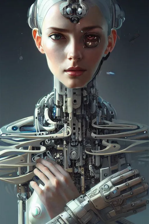 Image similar to beautiful crying! female mechanical android!, half portrait, intricate detailed environment, photorealistic!, intricate, elegant, highly detailed, digital painting, artstation, concept art, smooth, sharp focus, illustration, art by artgerm and greg rutkowski and alphonse mucha