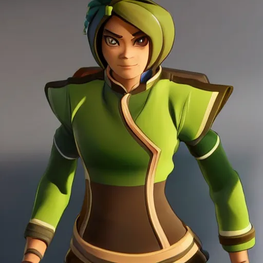 Image similar to toph beifong in fortnite, character render, full body shot, highly detailed, in game render