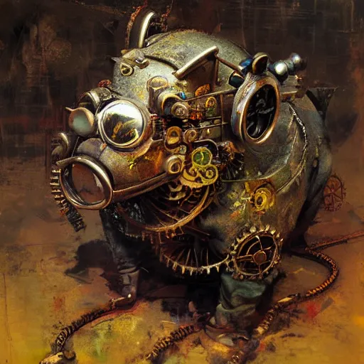 Image similar to steampunk rat, acid, 303, psychedelic, by ruan jia