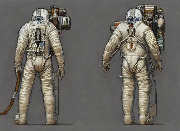 Image similar to Character front and back view of Astronaut by Donato Giancola, Trending on artstation and pixiv